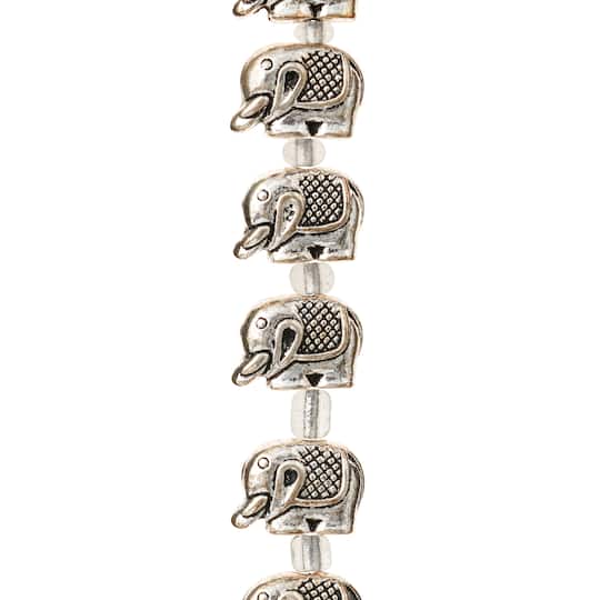 Silver Metal Elephant Beads, 12mm by Bead Landing™